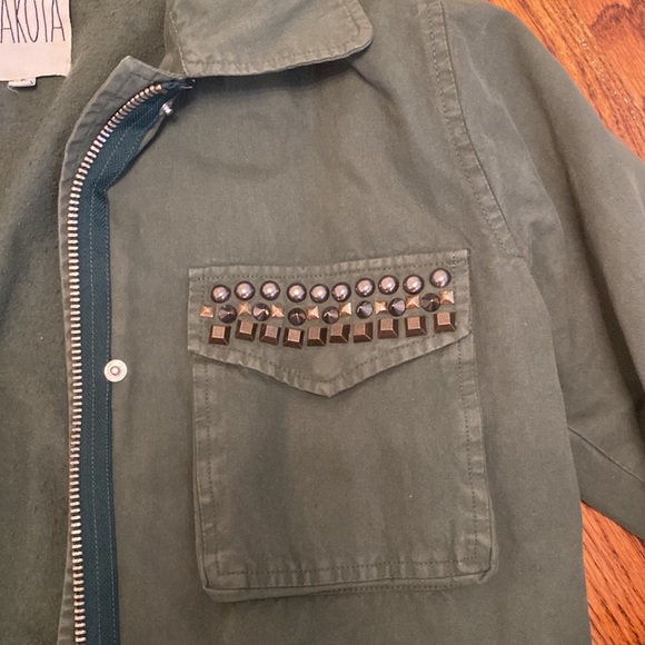 BB Dakota Tawny Stud Trim Olive Green Army Utility Cargo Jacket Military - Picture 3 of 16